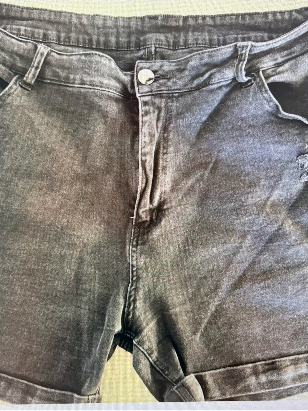 Women’s Black Washed Distressed Denim Jean Shirts, Jorts, Summer, Grunge